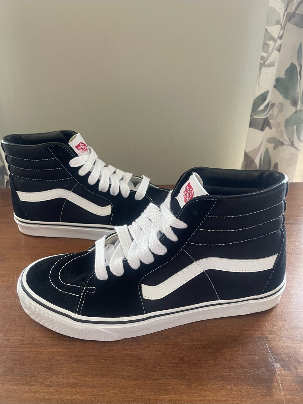 Vans Black and White Sk8-Hi Canvas High-Top Sneakers